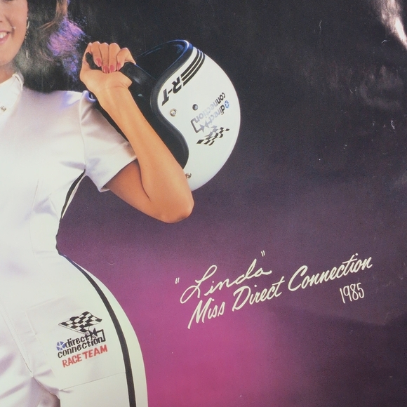 Vintage Miss Direct Connection 1985 Linda Dodge Daytona Racing Poster 24x39 - Picture 3 of 4